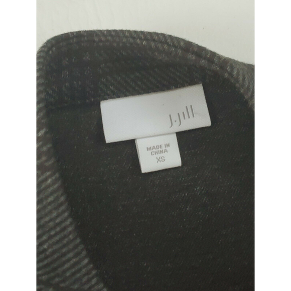 J Jill Women’s Scoop Neck ShortSleeve Plaid Black Grey ShifDress Pockets Size XS - Picture 3 of 6